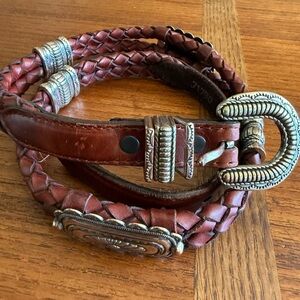 Vibtage Justin Leather Belt with Silver conch Accents